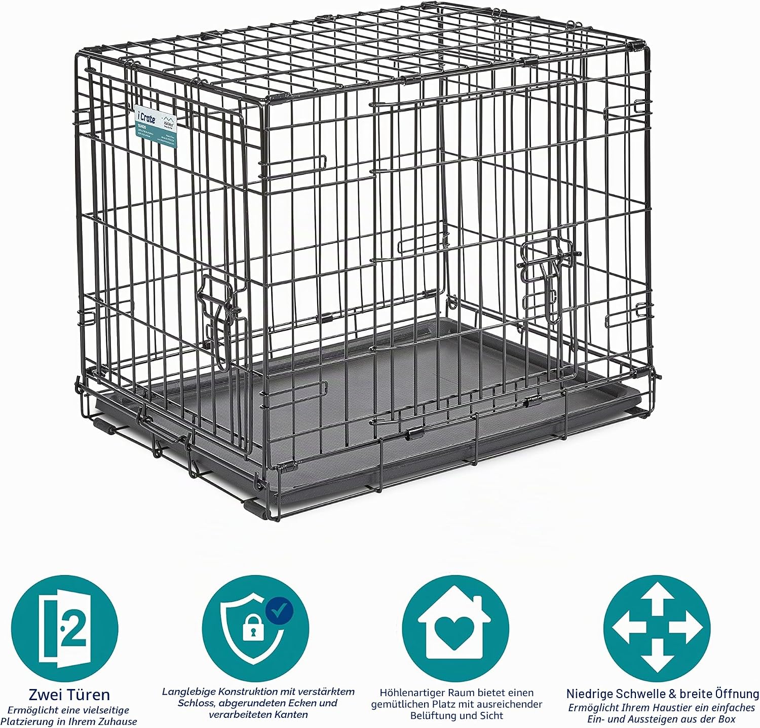 Detalle de MidWest Homes for Pets iCrate Hundebox klappbar – kompakt, sicher und vielseitig für kleine Rassen