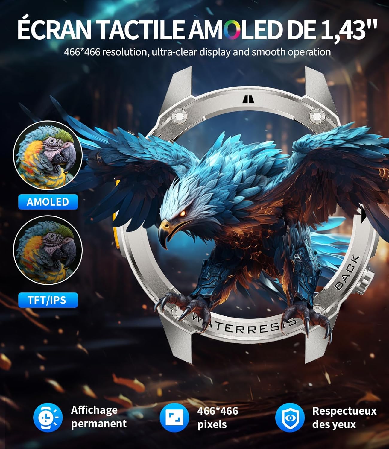 Thumbnail 3 de LIGE GPS Montre Connectée 1,43"