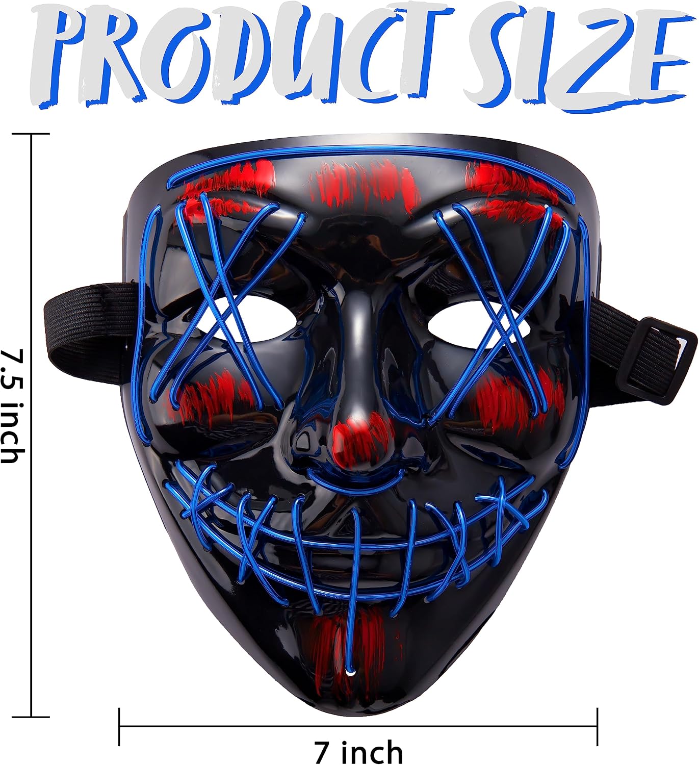 Thumbnail 2 de JOYIN Halloween LED Mask and Gloves, Blue, 3 Flashing Modes
