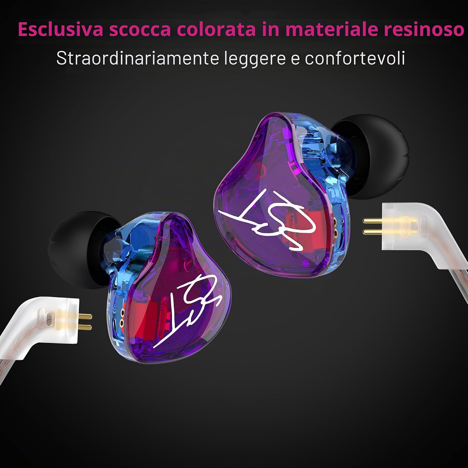 Detalle de Yinyoo KZ ZST Armatura Balance ibrida: auricolari in-ear 1BA + 1DD, suono HiFi e comfort leggeri