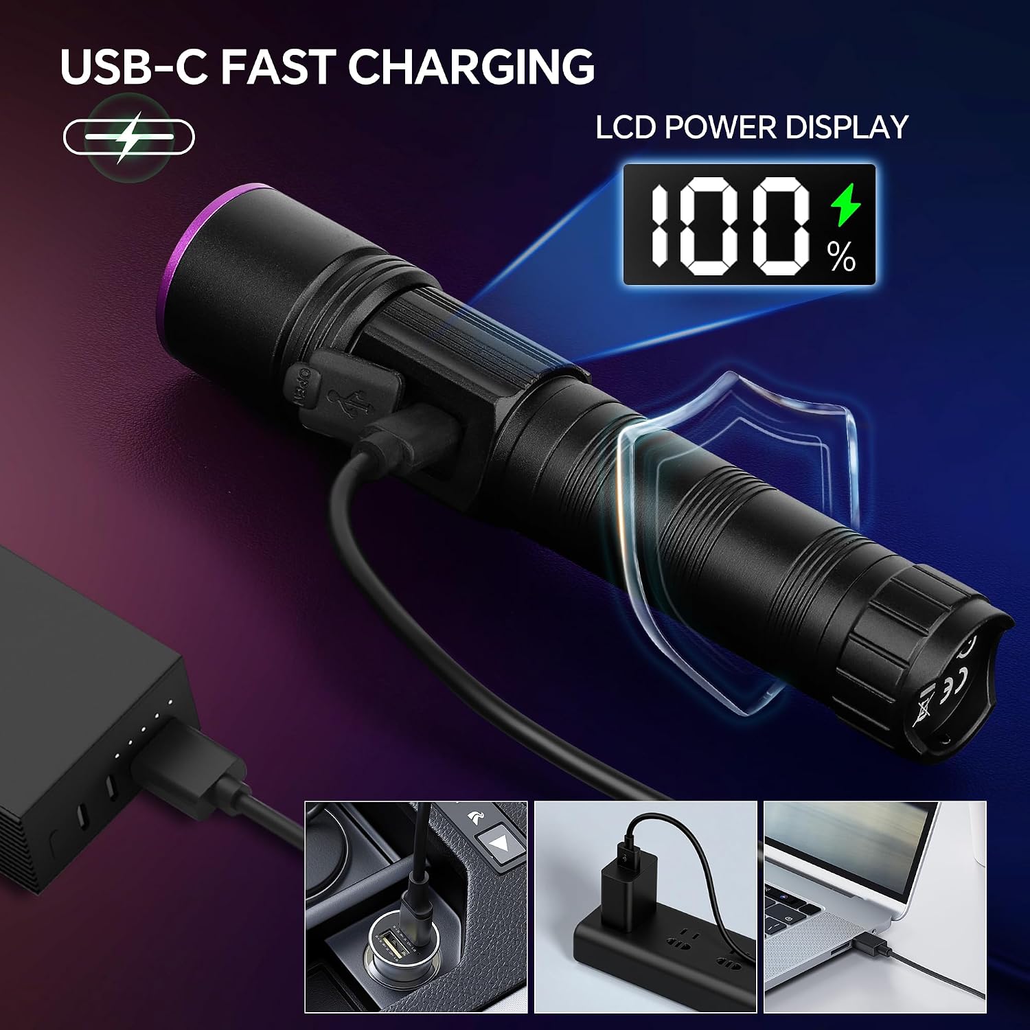 Detalle de TrixDock UV Torch 365nm Black Light (Rechargeable) with LCD Display