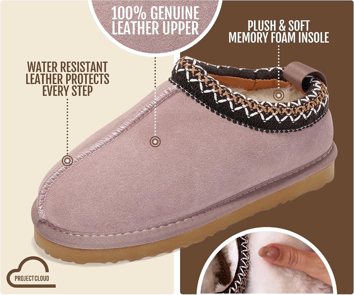 Thumbnail 2 de Project Cloud DreamWarm Kids’ Leather Slippers with Memory Foam and Shearling