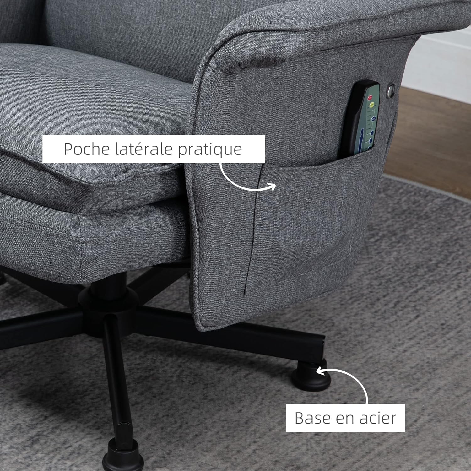 Thumbnail 4 de HOMCOM Fauteuil massant Gris 78x93x99 cm