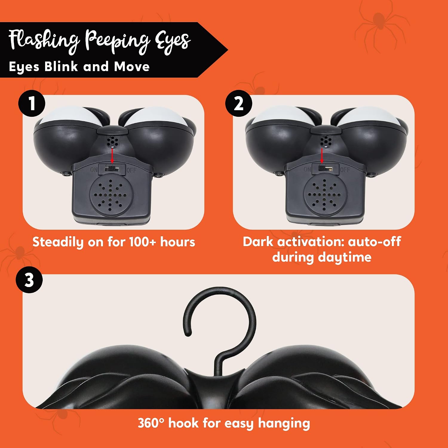 Detalle de Joiedomi 30149 Animated Halloween Eye Lights, 3-Piece Set with Timer