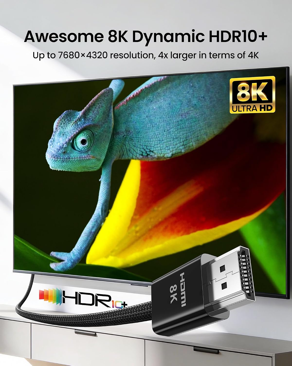 Detalle de Silkland 8K HDMI 2.1 Kabel 2m – Zertifiziert, 48 Gbit/s, 4K@120Hz, eARC, HDR10+