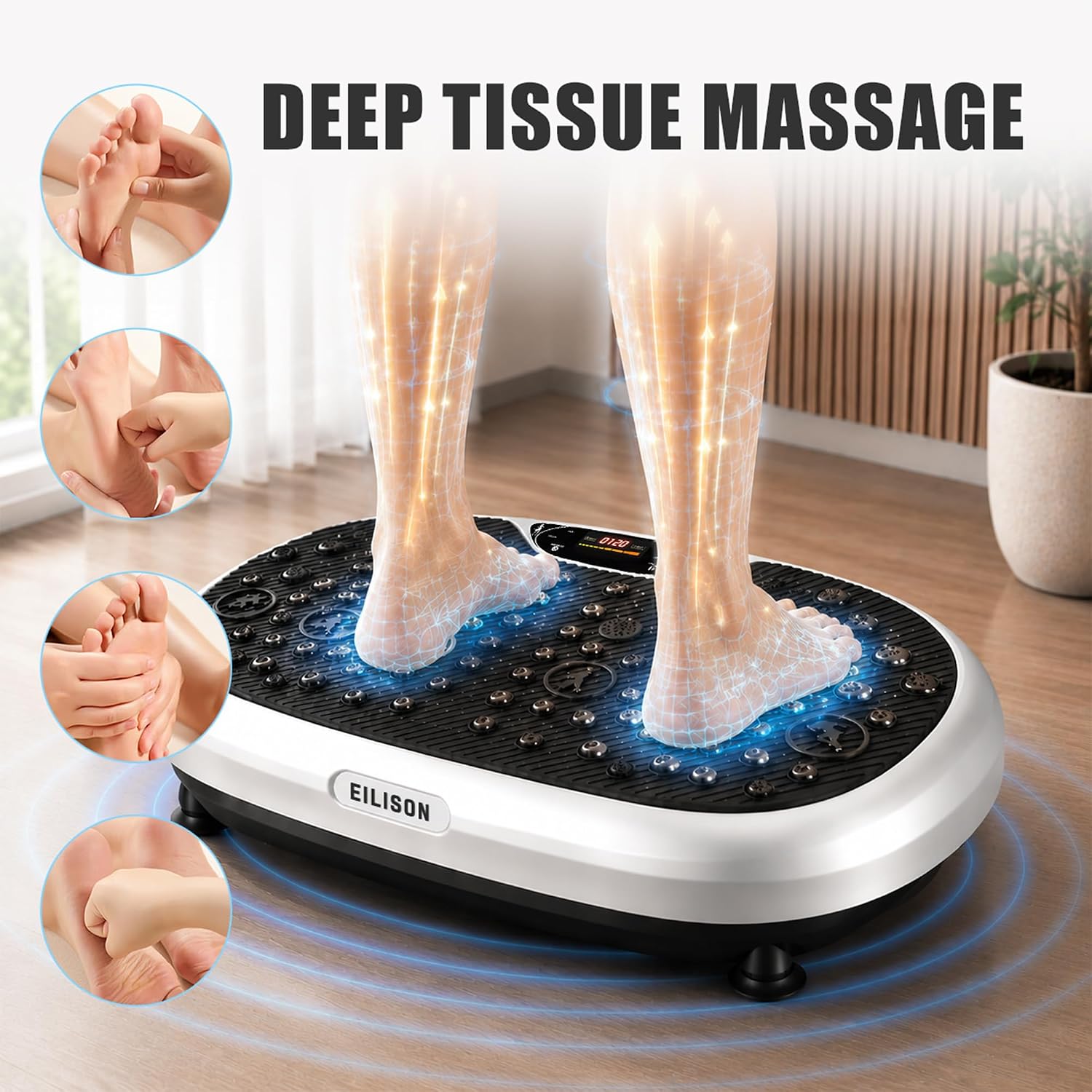 Detalle de EILISON FITABS 3D Vibration Plate Exercise Machine with Seat (Acupressure/3D Vibration Platform)