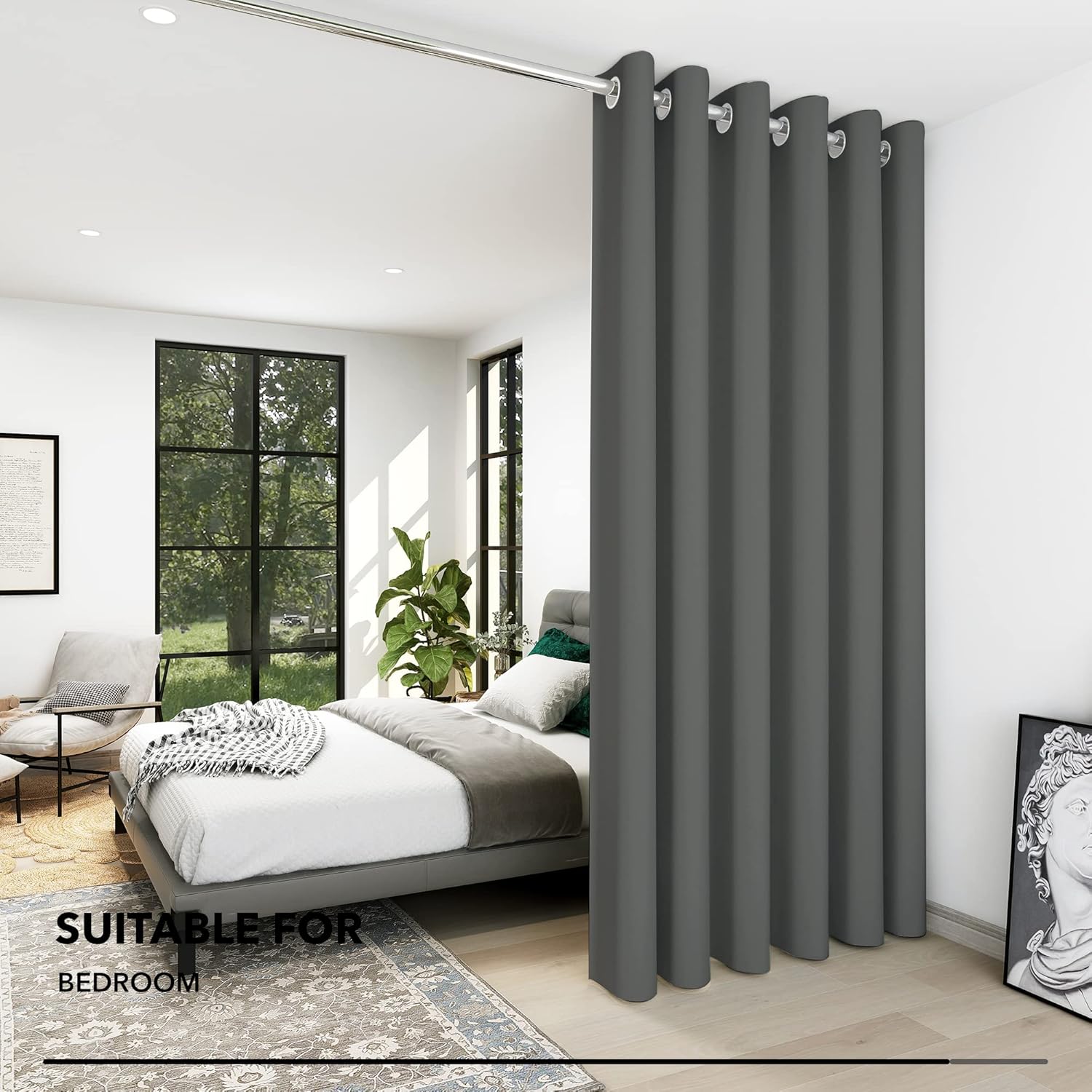 Detalle de Deconovo Tende Oscuranti per Cameretta Bambini 200x270 cm, Grigio Chiaro