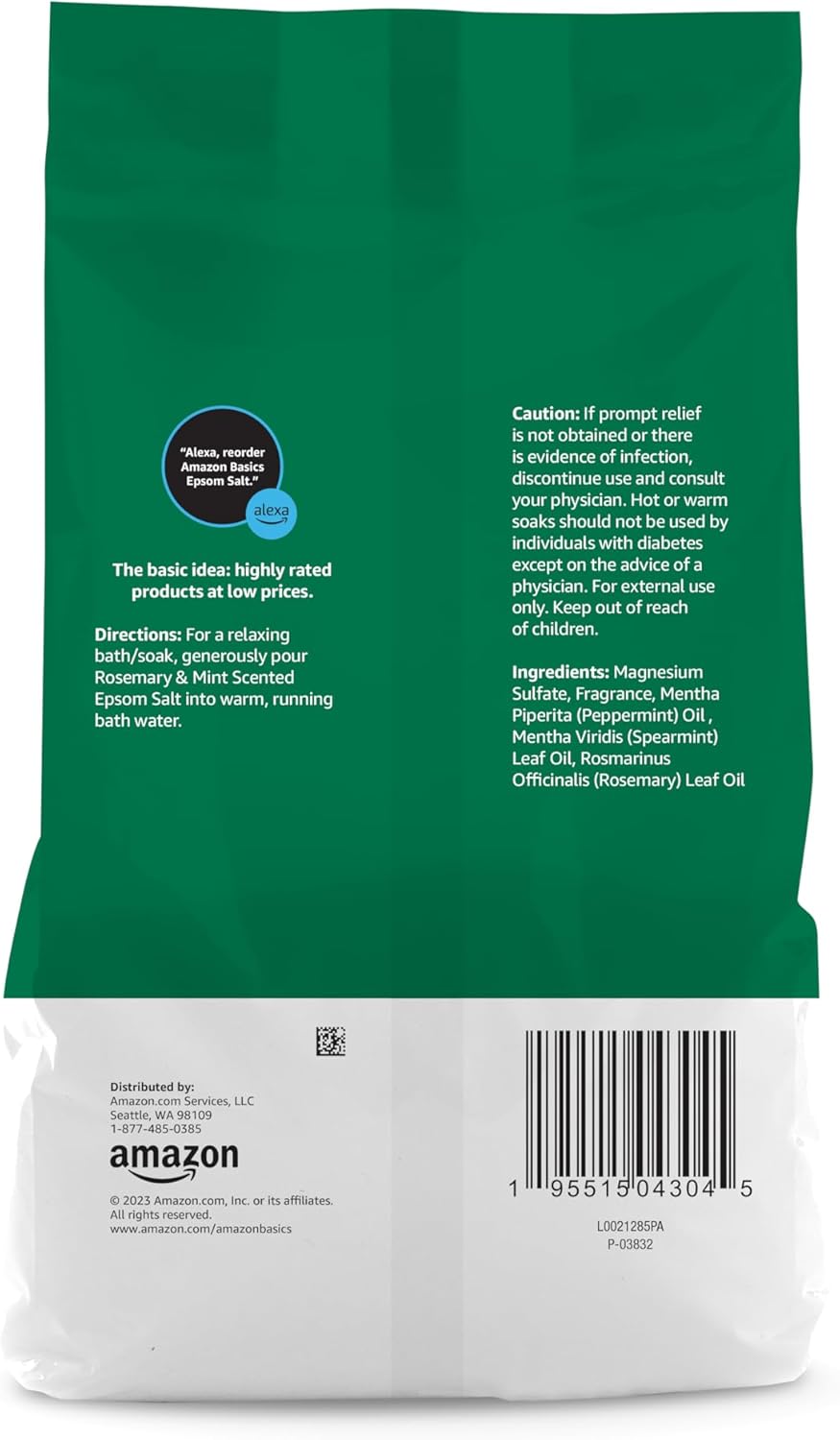 Thumbnail 1 de Amazon Basics Epsom Salt Soaking Aid with Rosemary & Mint, 3 lb resealable bag