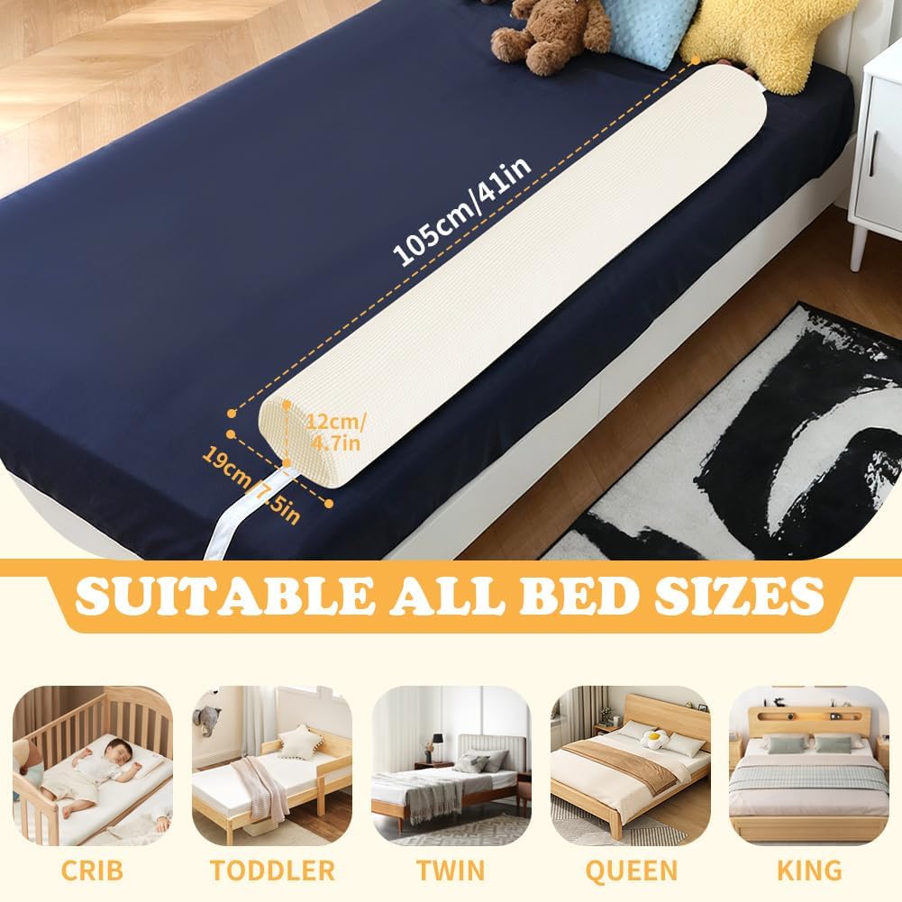 Detalle 2 de DUJUIKE Bettschutzgitter aus Memory-Schaum 105 cm – sichere Bettbarriere für Kleinkinder und ältere Menschen (Beige, 1-Pack)