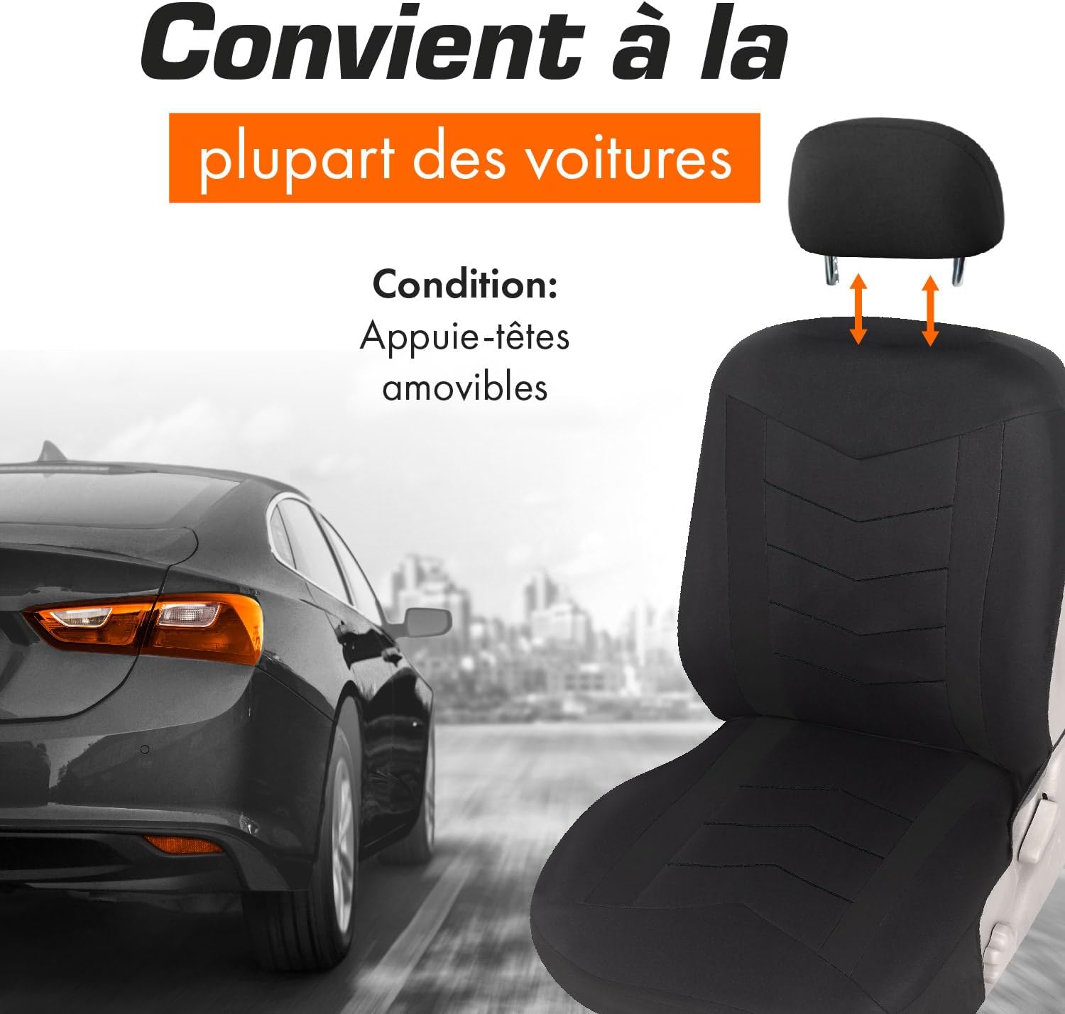 Detalle de Upgrade4cars Housse de Siege Voiture Universelle Noire – Ensemble complet pour avant et arrière