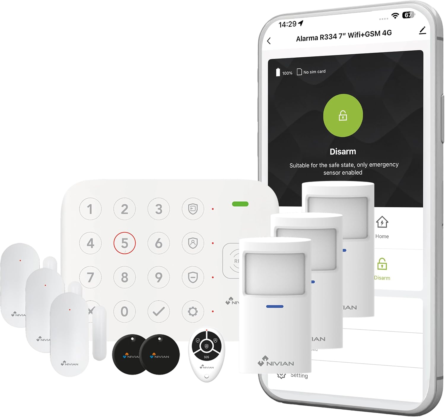 Detalle de NIVIAN Nivian sistema allarme WiFi 100 m