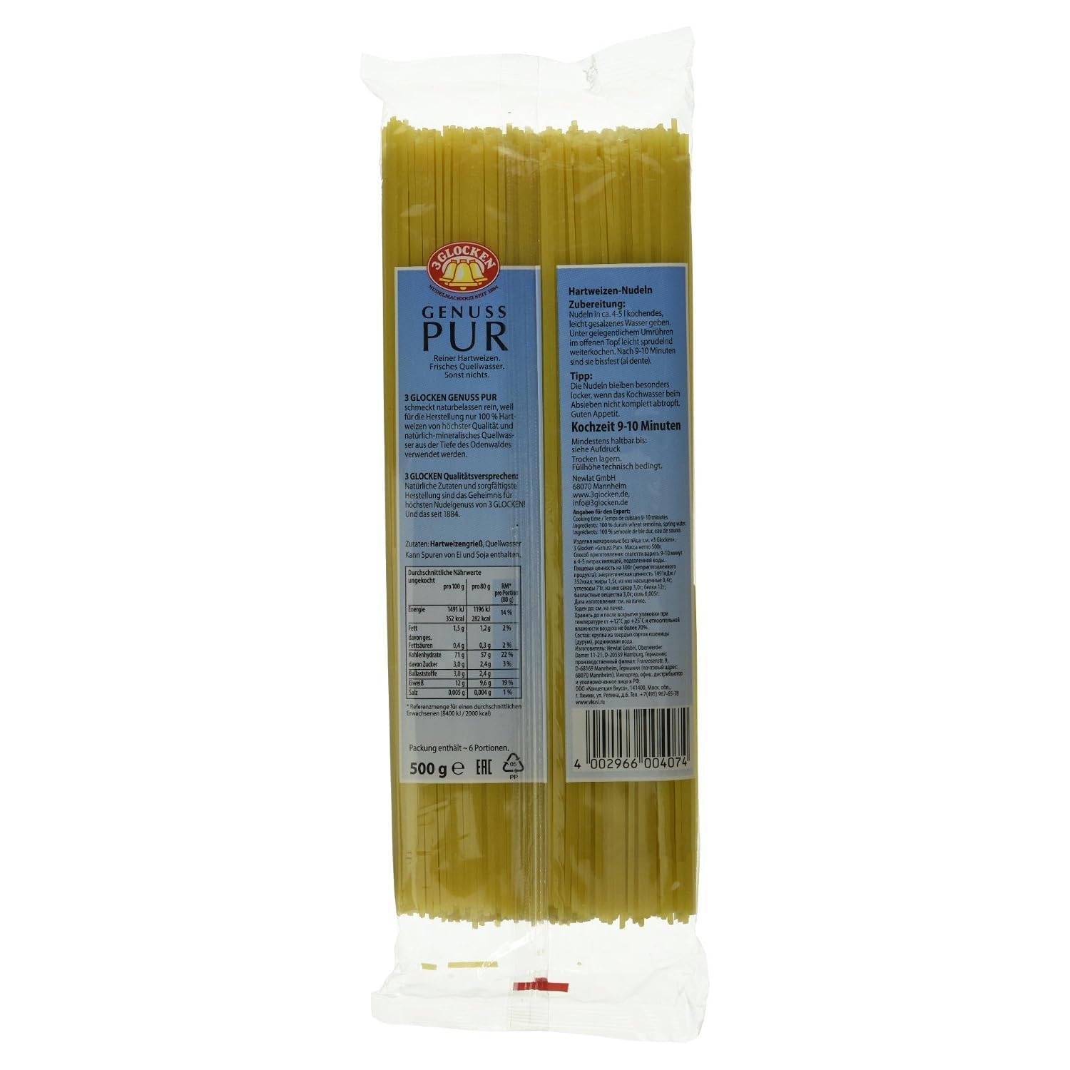 Detalle 2 de Genuss Pur Nudeln, 10er Pack (10 x 500 g) – vielseitige Pasta in praktischer Großpackung