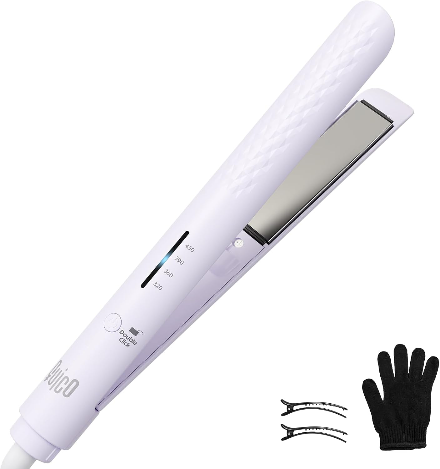 Detalle de Quico HC102A Lilac Hair Straightener, Dual Voltage with Ceramic Plates