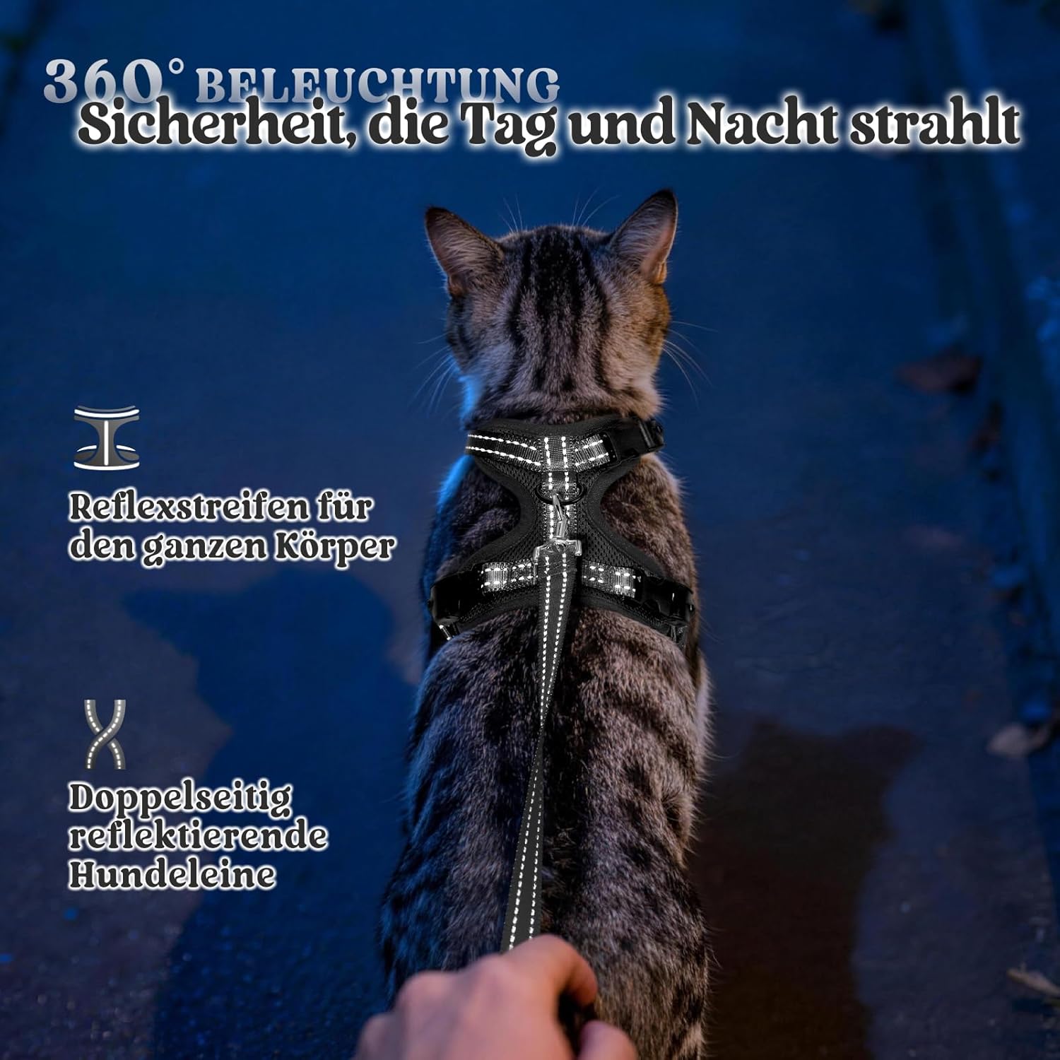 Thumbnail 6 de rabbitgoo Katzengeschirr mit Leine, Ausbruchsicheres Brustgeschirr-Set (S) für Katzen, reflektierend, 3 Verstellbare Schnallen