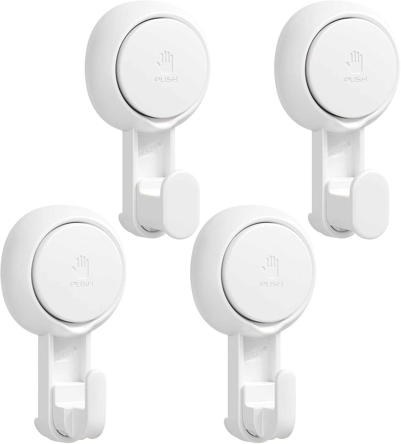 Detalle de TAILI AW567 4-Pack Suction Cup Hooks, White, 360° Rotatable