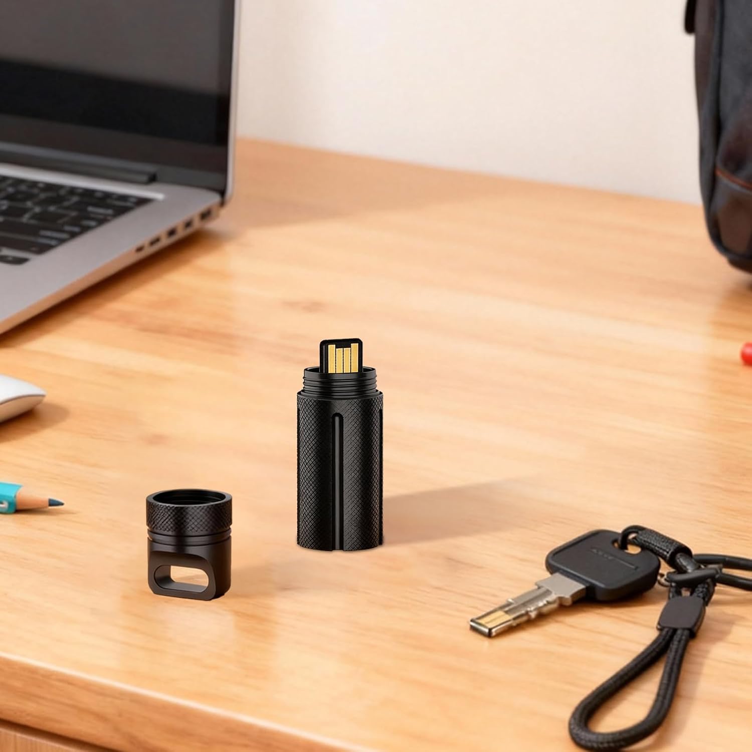 Detalle de SAMYERLEN YubiKey 5/5C NFC対応ケース、アルミ合金製・密閉構造