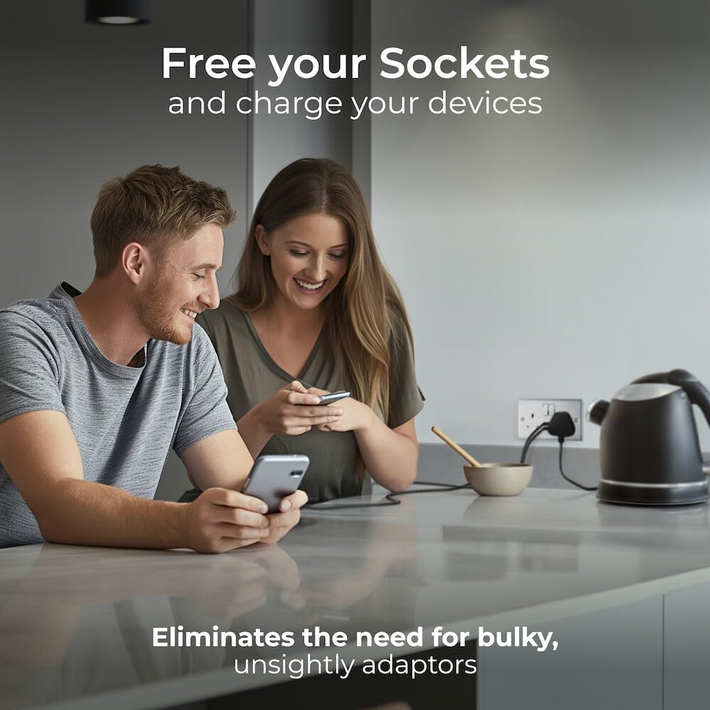 Thumbnail 3 de BG Electrical 12W Nexus metal double switched wall socket with Type A & C USB (13A) – polished chrome NPC22UAC12W