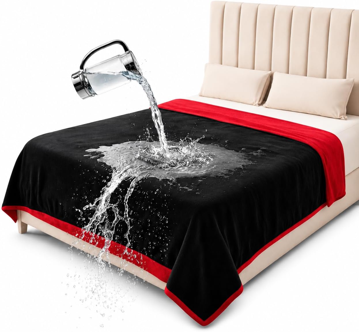 Detalle de Bedding Aid Queen Size Waterproof Blanket – Stain-Proof, Spill-Proof Flannel Blanket