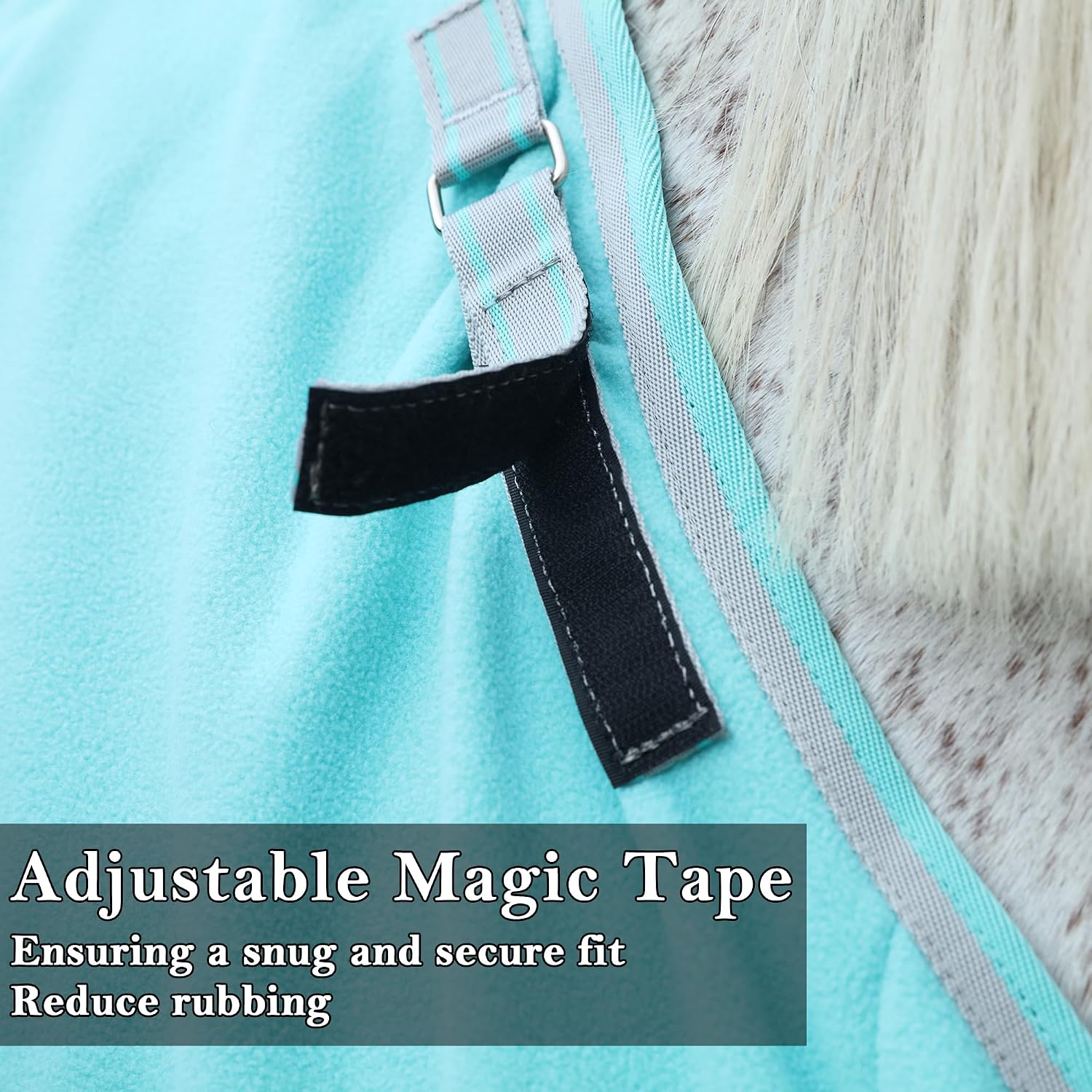 Thumbnail 6 de Fleece Horse Rug – Breathable Moisture-Wicking Cooler Rug with Adjustable Neck (Mint Green, 6'3")