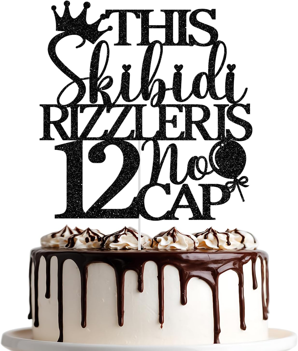 Detalle de 12th Birthday Cake Topper, Black Glitter