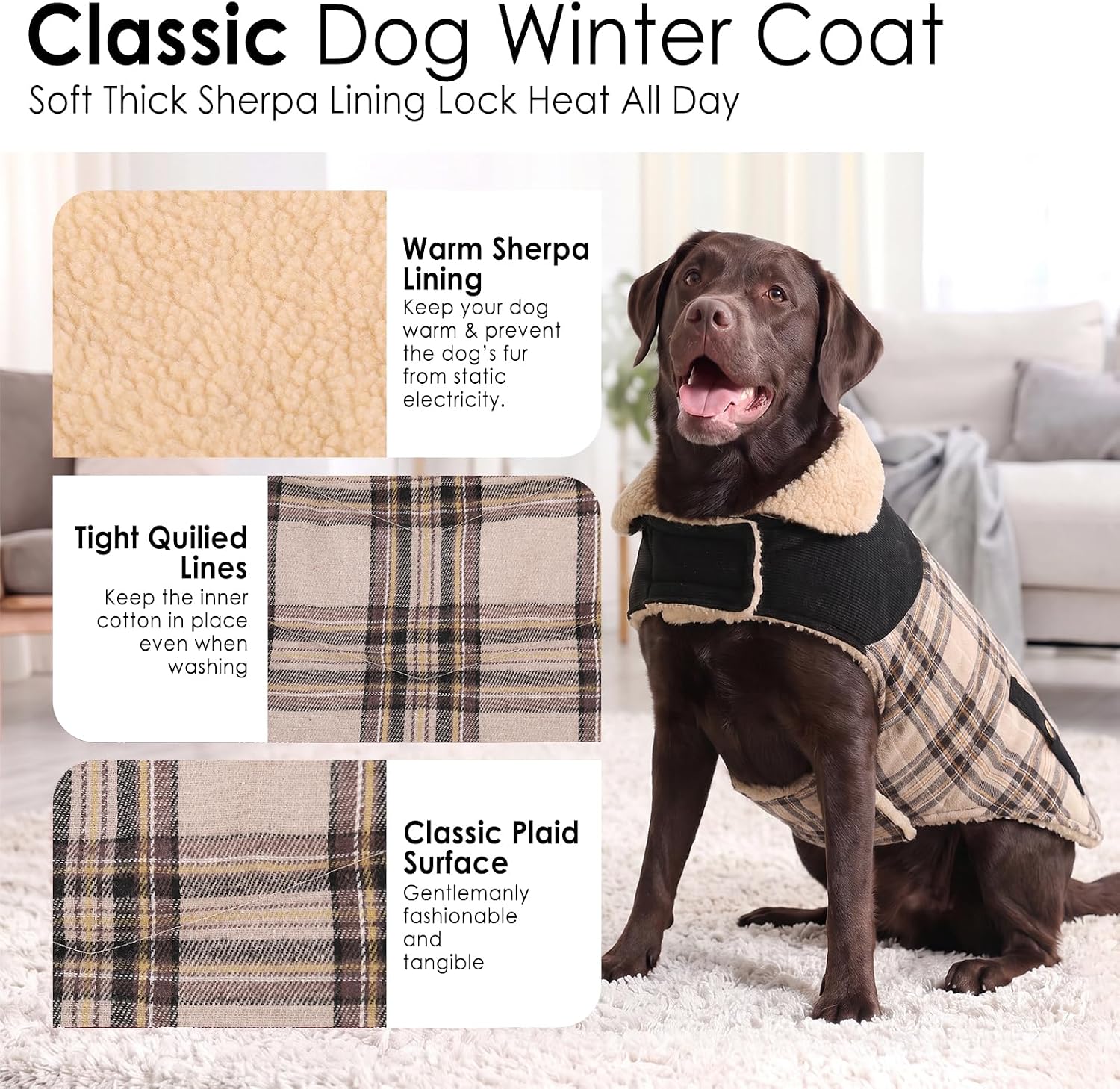 Thumbnail 5 de PREFERHOUSE 1320-PH-Dog Winter Coat-Beige-S Dog Jacket, Beige Small