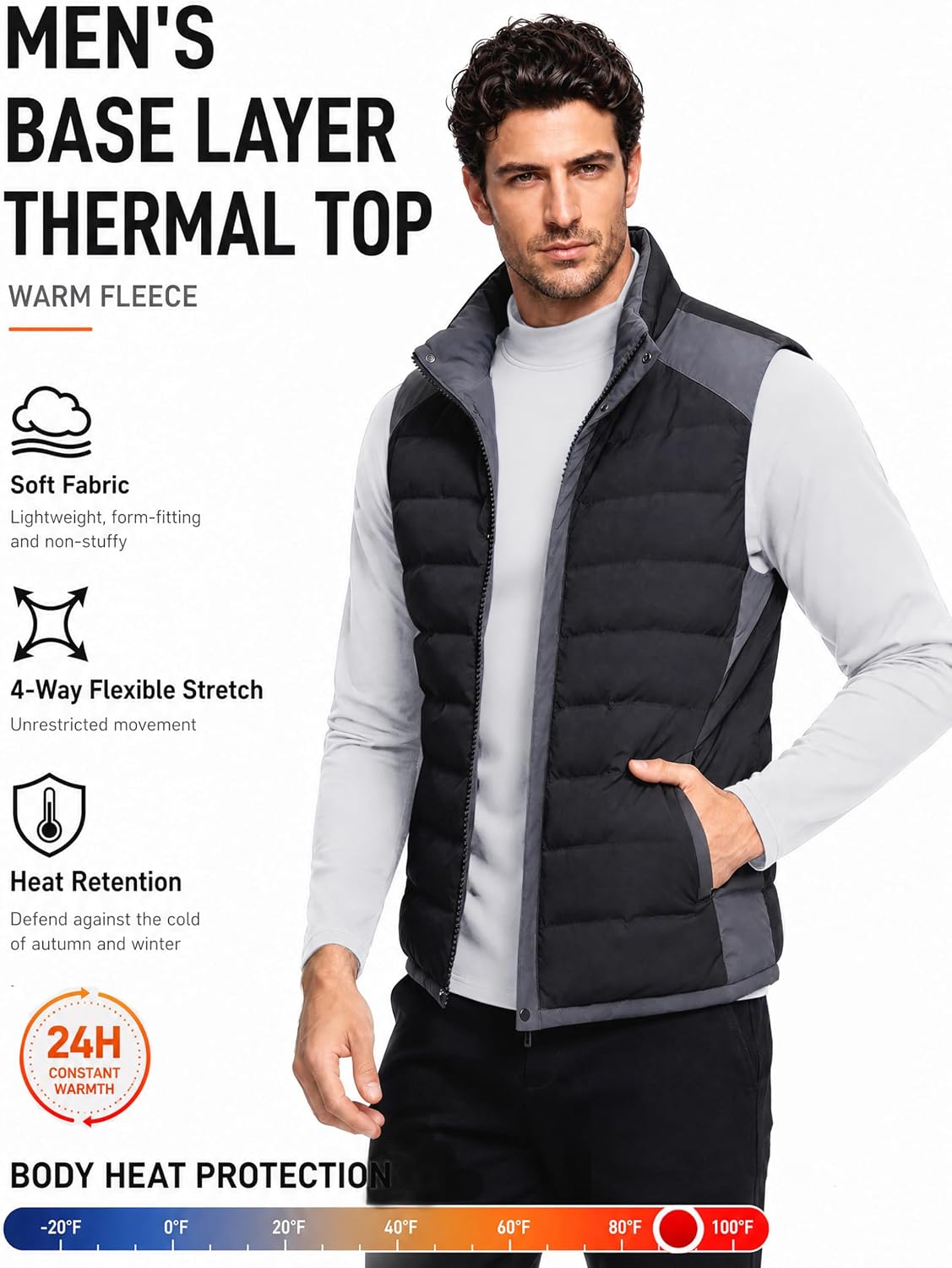 Detalle de MAGCOMSEN Men's Thermal Shirt with Micro-Fleece Lining and Raglan Sleeves