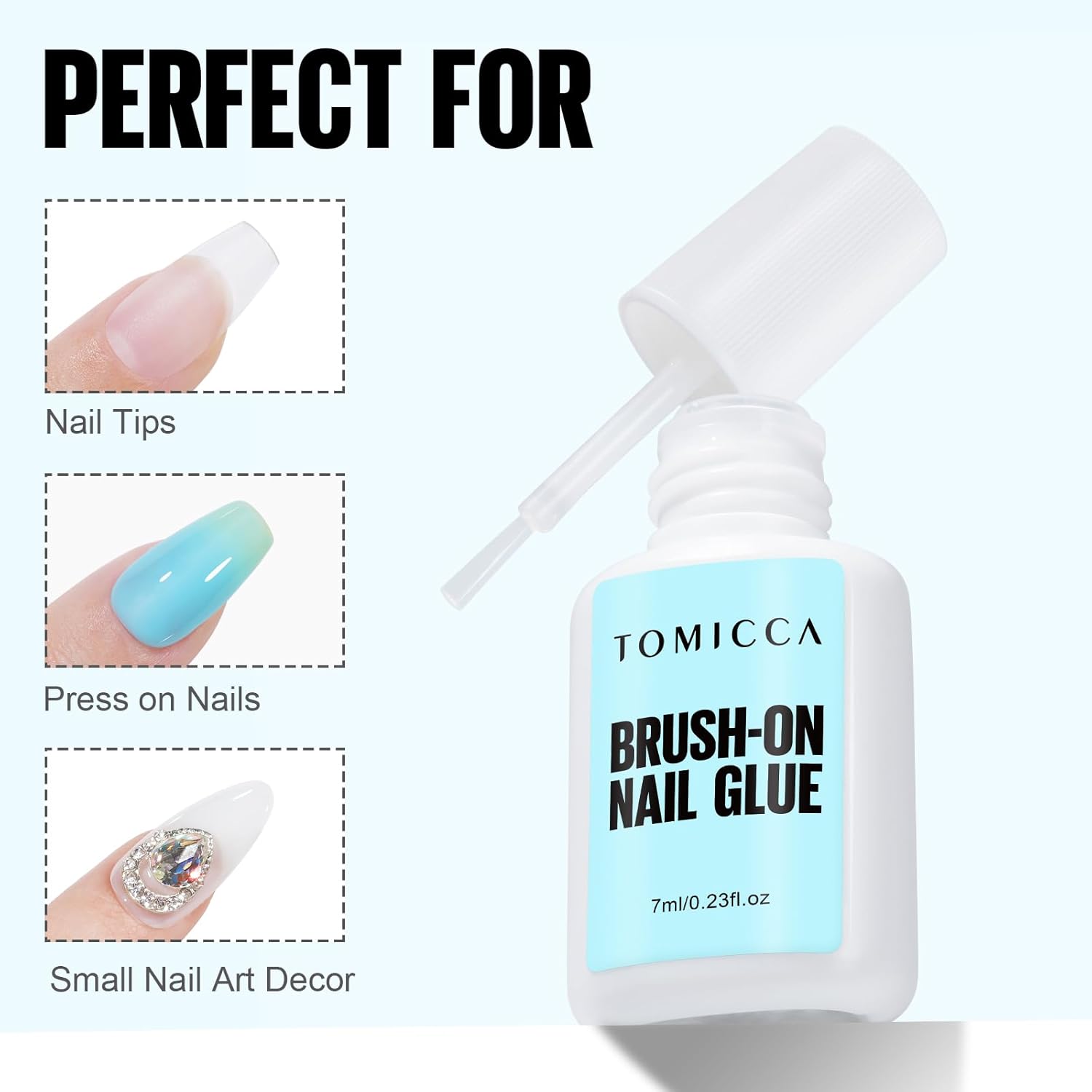Detalle 2 de TOMICCA Colle à ongles Extra Forte Rapide (7 ml) avec pinceau pour capsules et ongles acryliques