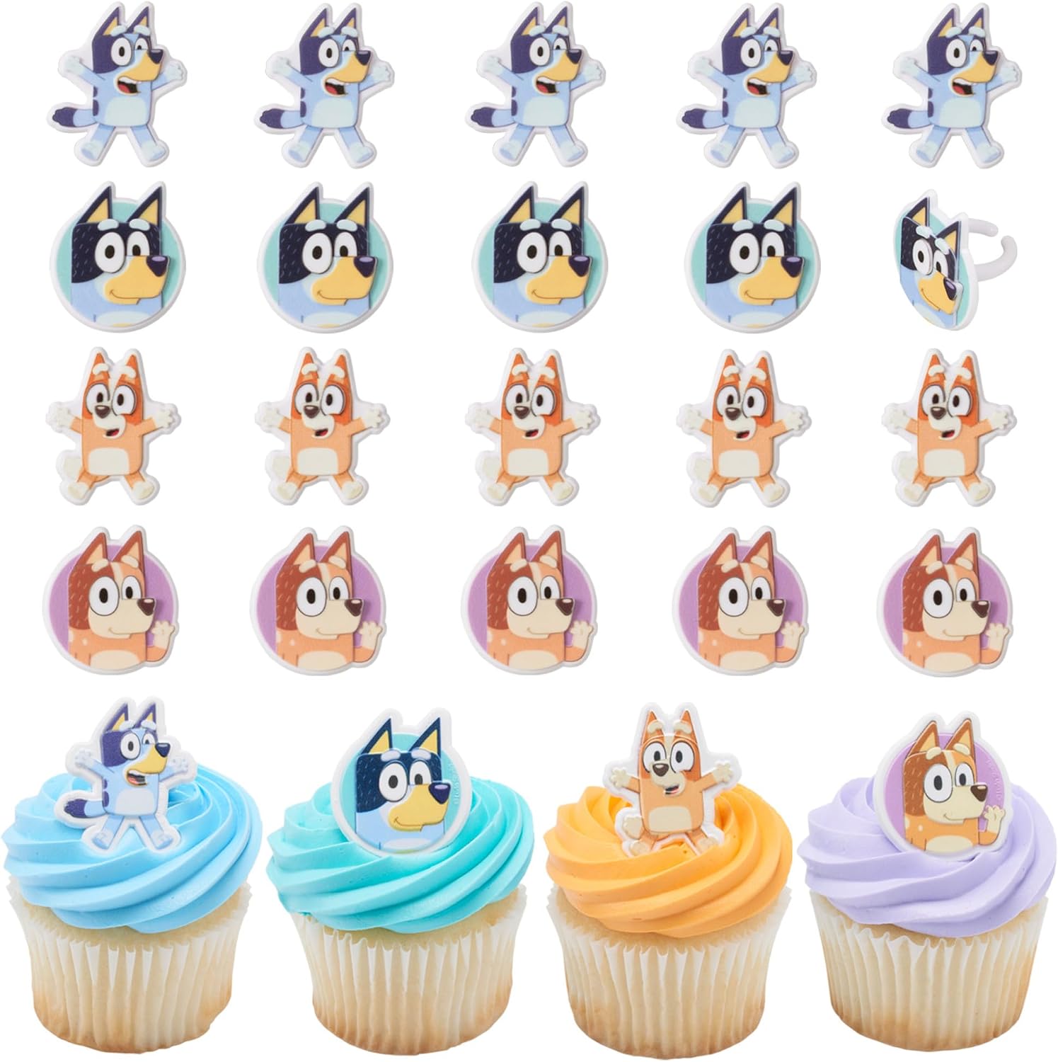 Detalle de DecoPac Bluey So Much Fun Cupcake Rings 24-Pack