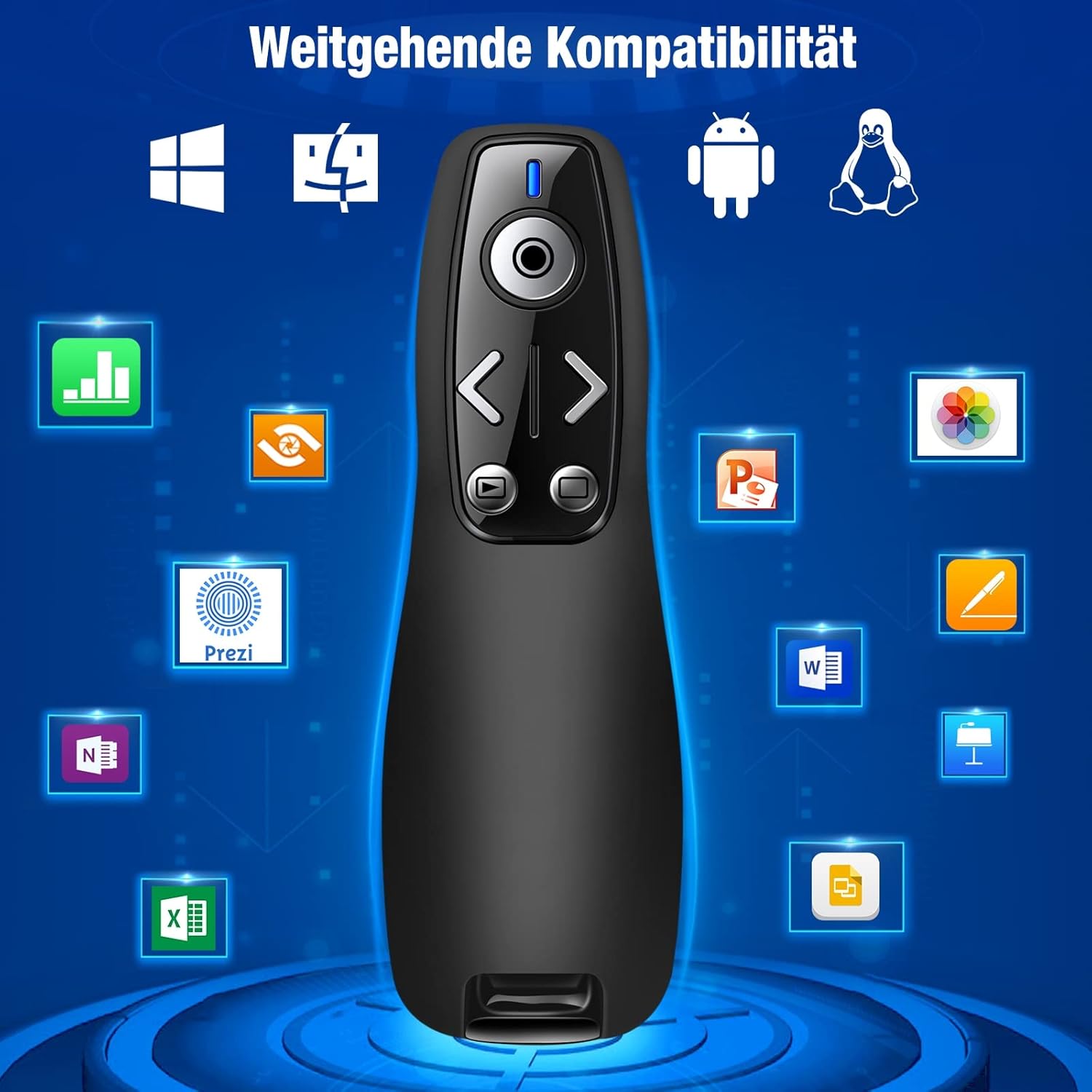 Detalle de Presenter USB C – Kabellose Presenter Fernbedienung mit 2,4 GHz, USB A & USB C Empfänger, Roter Pointer