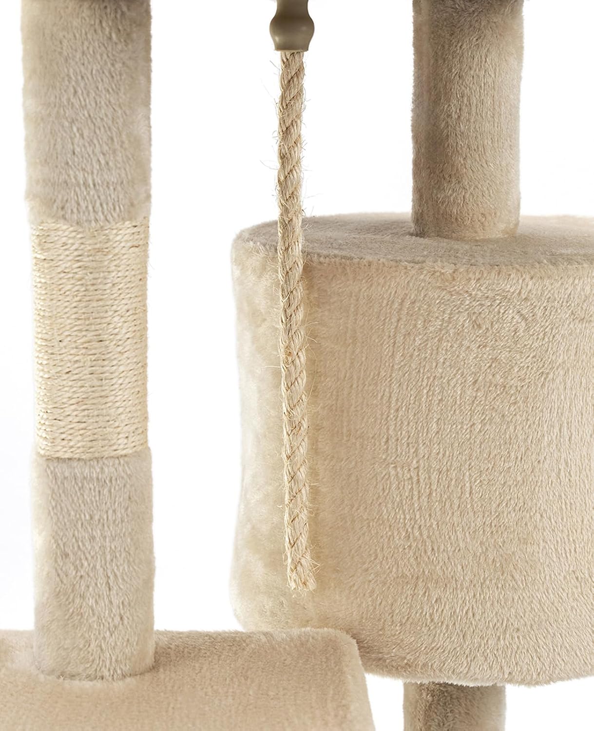 Detalle de lionto Arbre à Chat 112 cm avec 2 balles en peluche et corde de jeu – beige