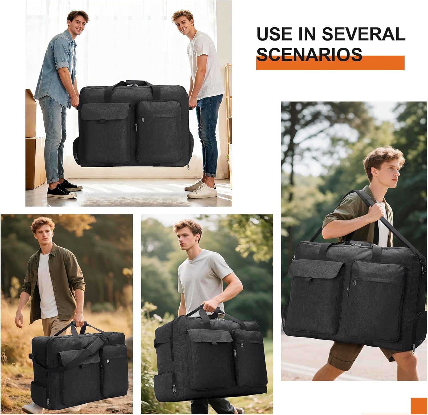 Detalle 2 de Sac de Voyage Pliable 100L avec Compartiment à Chaussures – Grand Sac Léger et Polyvalent
