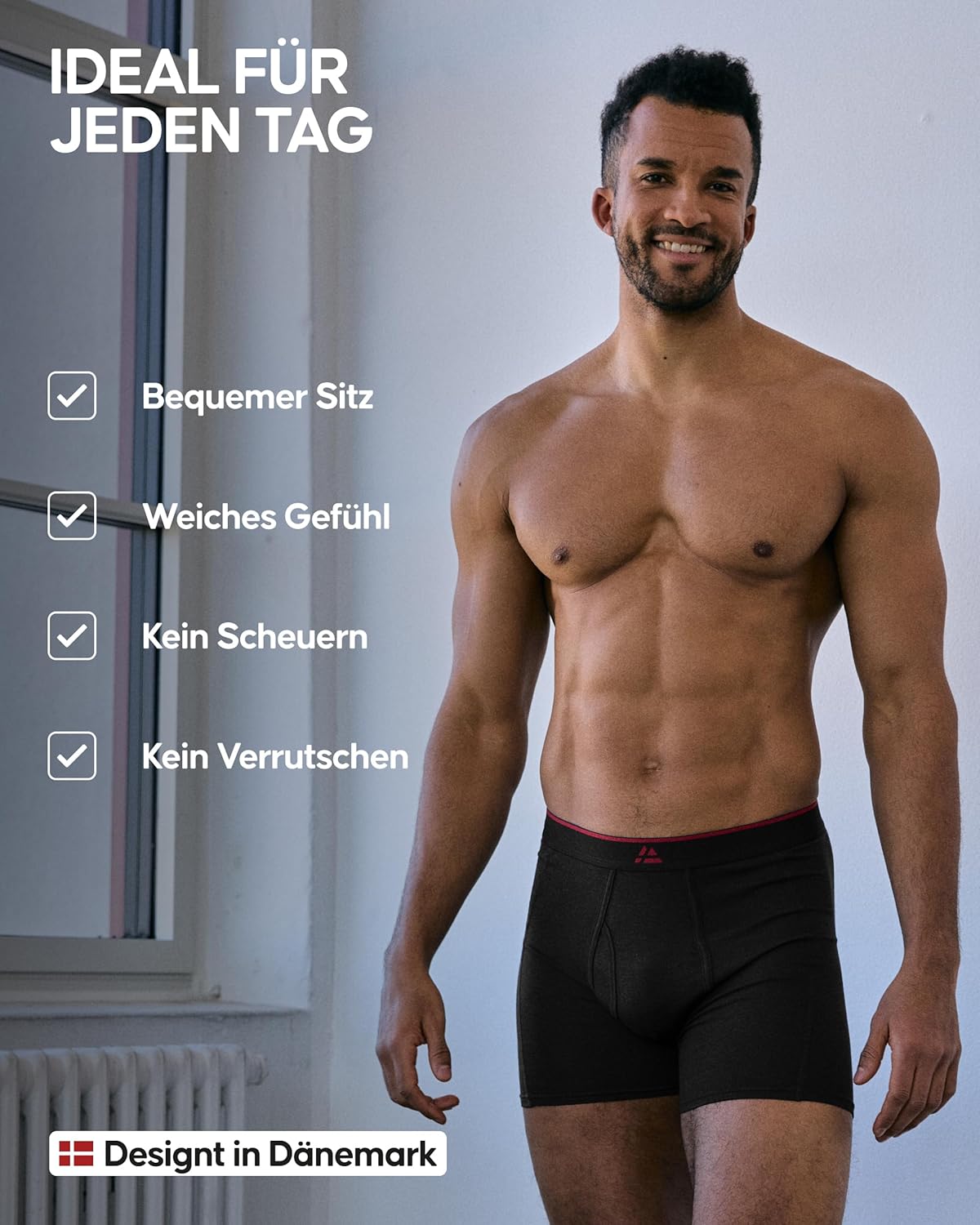 Detalle de DANISH ENDURANCE 3er Pack Bambus-Boxershorts Herren (ultrasoft, atmungsaktiv, etikettfrei)