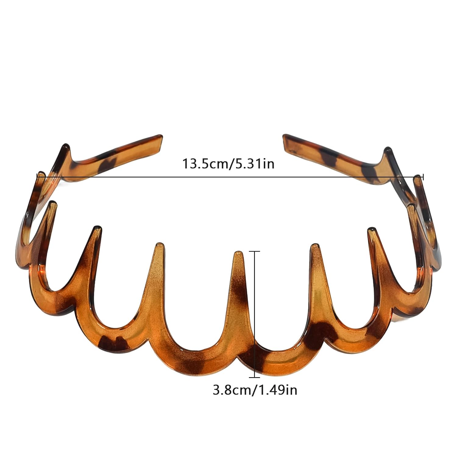 Detalle 2 de TOSEFES 2026 Zigzag Headbands, 2-Pack U-Shaped Comb, Black & Tortoise