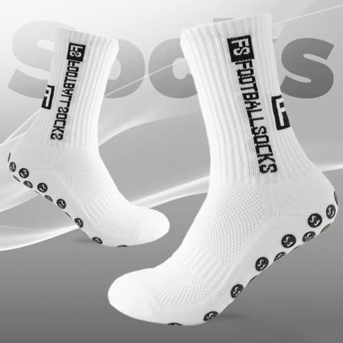 Thumbnail 5 de KEWUF calcetines antideslizantes de fútbol, 4 pares, talla 39-46, blancos