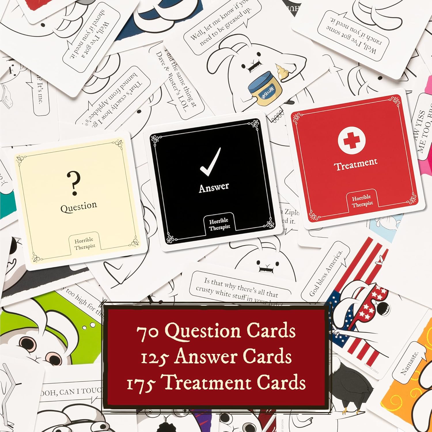 Detalle de Exploding Kittens – Horrible Therapist: Extra Horrible Edition (3–8 Spieler, 17+) – Comic- und Therapiesatire