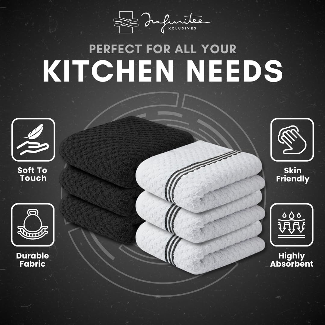 Detalle de Infinitee Xclusives Cotton Kitchen Towels, 6-Pack