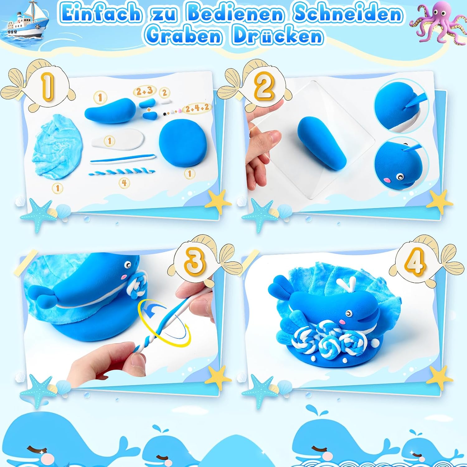 Thumbnail 2 de DazzBoom 78 Beutel Knete mit 36 Farben – lufttrocknende Modelliermasse mit 6 Werkzeugen