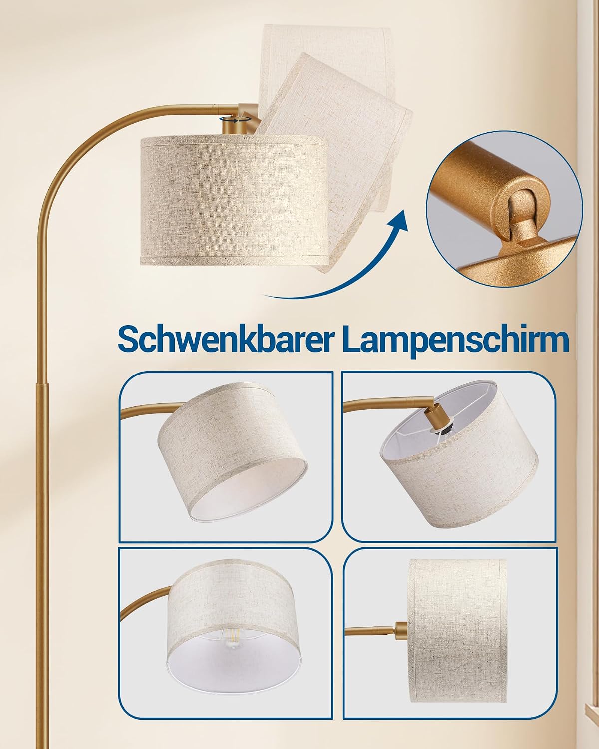 Thumbnail 1 de EDISHINE Stehlampe Wohnzimmer 161 cm mit Bogen