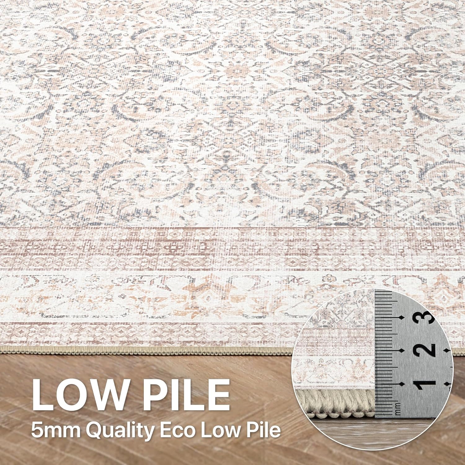 Thumbnail 2 de BEIMO 60x180cm Vintage Boho Area Rug – Non-Slip, Machine Washable, Short Pile in Beige