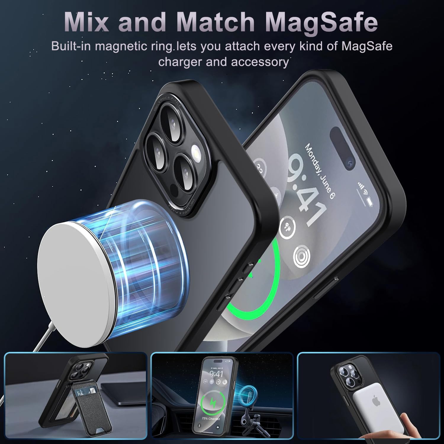 Thumbnail 1 de Newfuture Magnetic iPhone 15 Pro Max slim 6.7" case