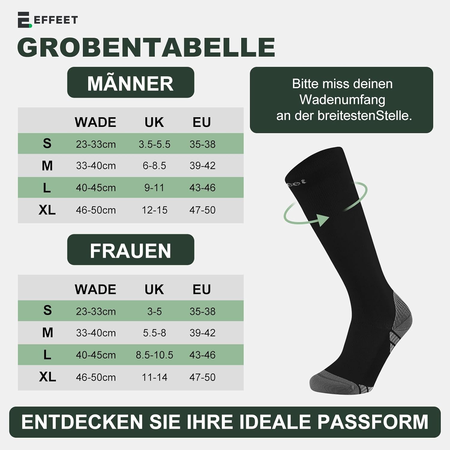 Thumbnail 4 de Effeet Kompressionsstrümpfe für Damen & Herren (2 Paar), gepolsterte Kompressionssocken 35–50
