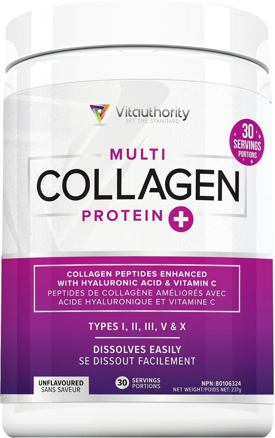 Detalle de Vitauthority Multi Collagen Powder, 5 Types, Unflavoured, 234 g