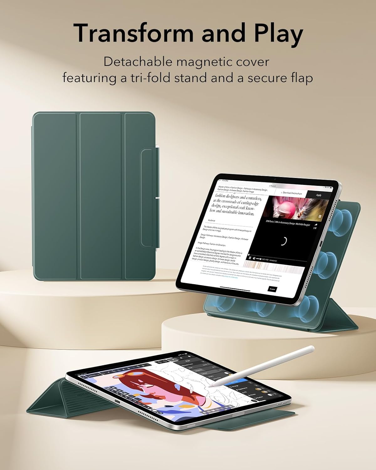 Detalle de ESR iPad Air 11 Zoll Hülle mit starker Magnete