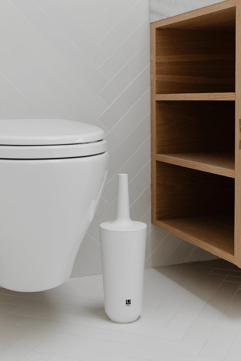 Thumbnail 1 de Umbra Corsa scopino per wc con portascopino in melamina bianco
