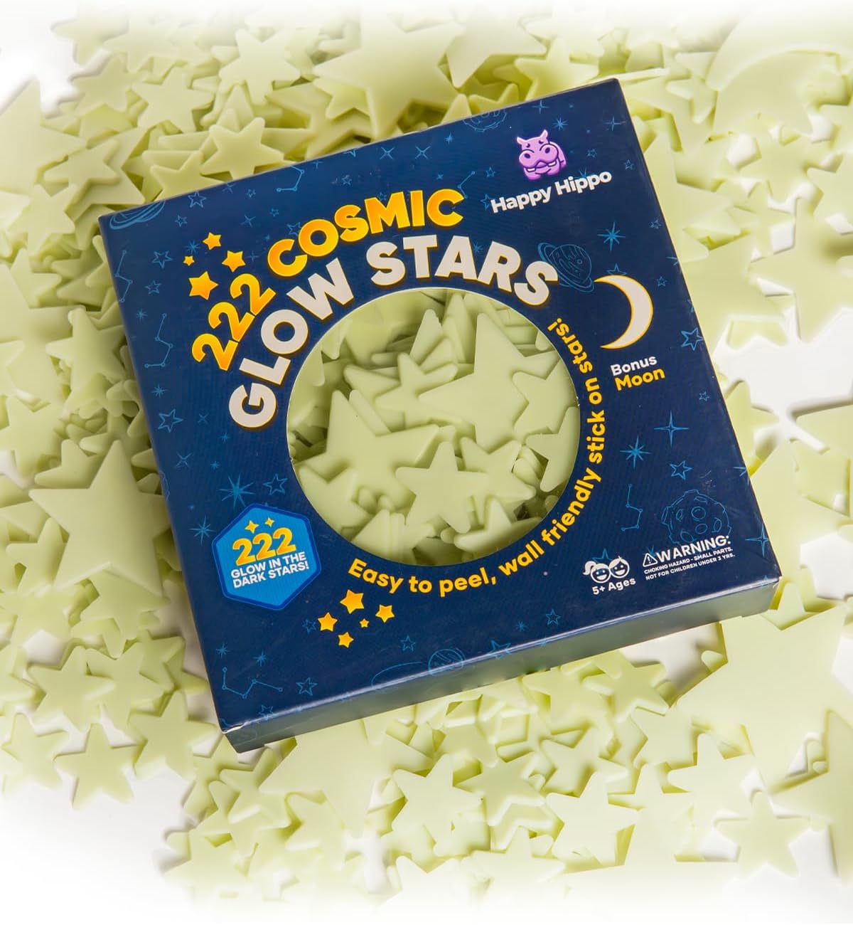 Thumbnail 2 de Happy Hippo 222 Glow-in-the-Dark Ceiling Stars with Bonus Moon