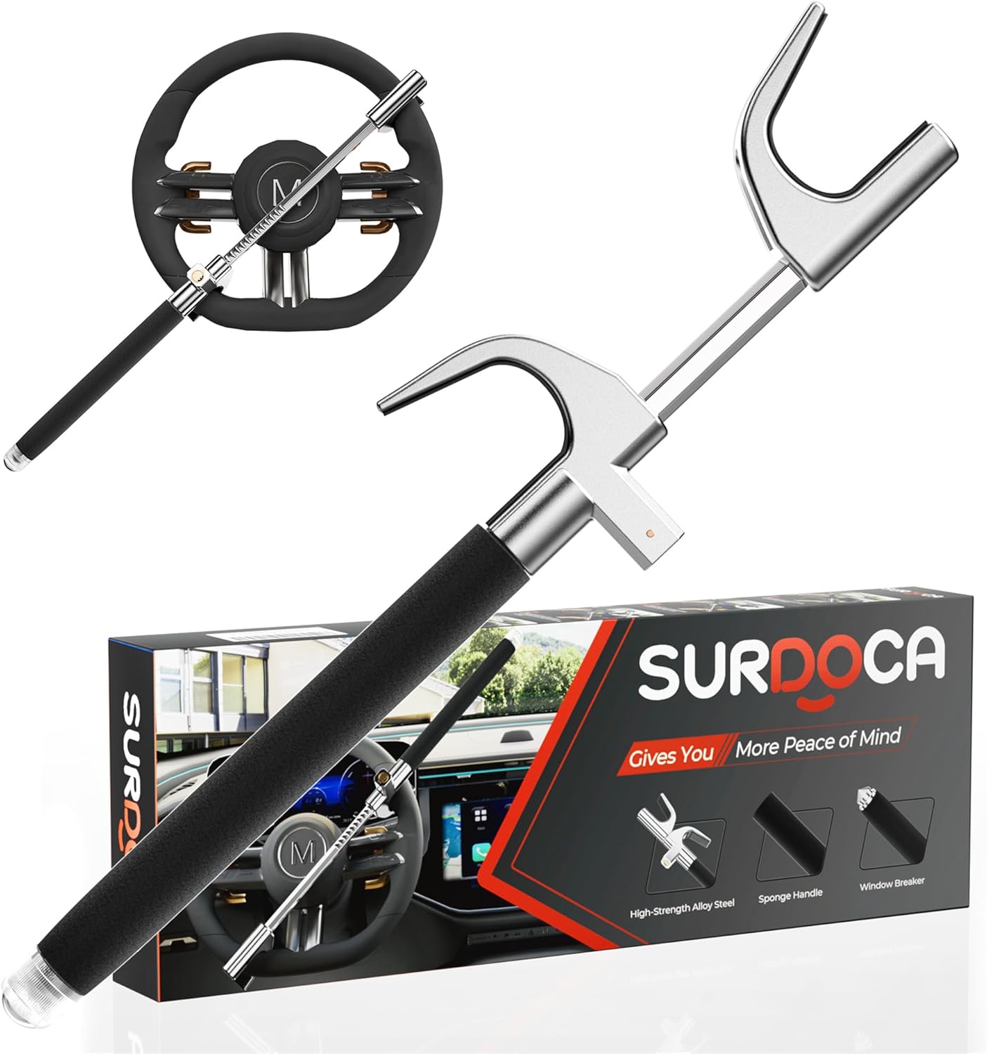 Detalle de SURDOCA Multifunction Steering Wheel Lock 12.6in
