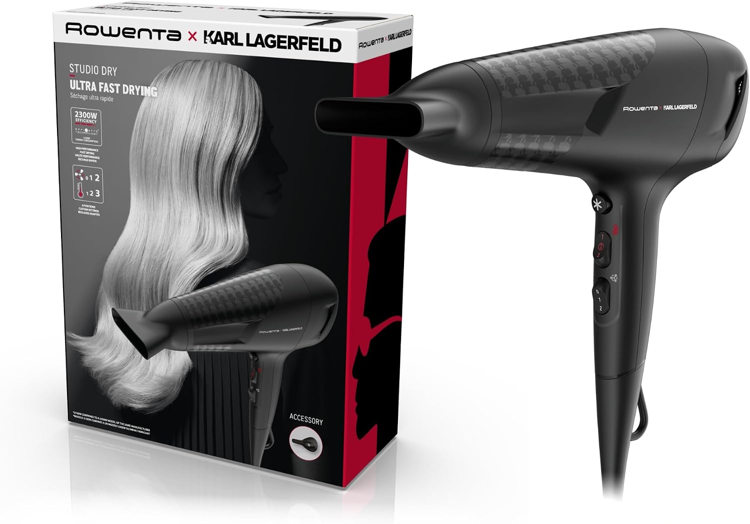 Detalle de Rowenta x Karl Lagerfeld CV581L Studio Dry Haartrockner – Präzision, Stil und Effizienz