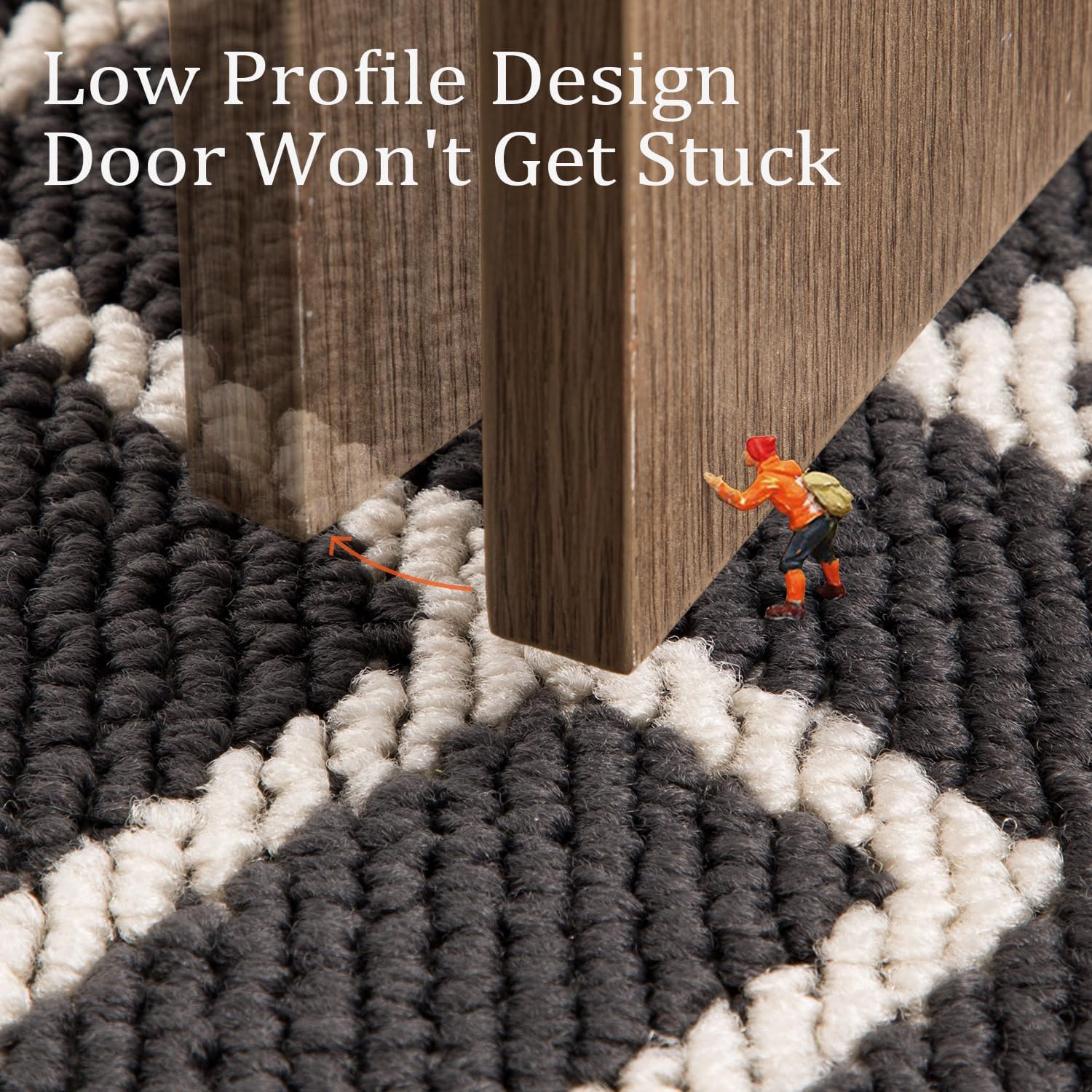 Detalle de hicorfe 32" x 48" Indoor Doormat, Charcoal Polypropylene with TPR Backing