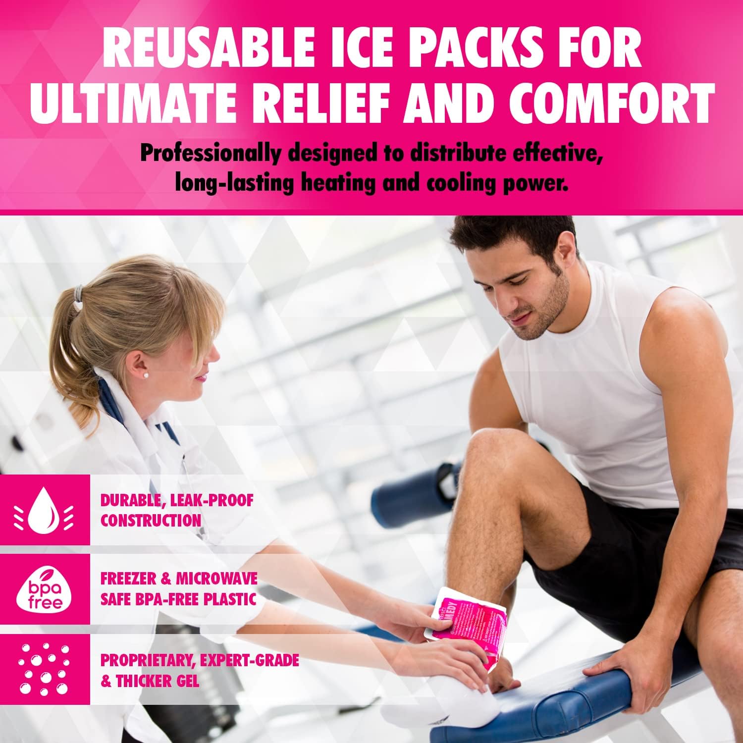 Detalle 2 de Perfect Remedy Gel Ice Pack Hot & Cold Compress (2 Pack, Pink, Large) – Reusable 12 x 6 inch