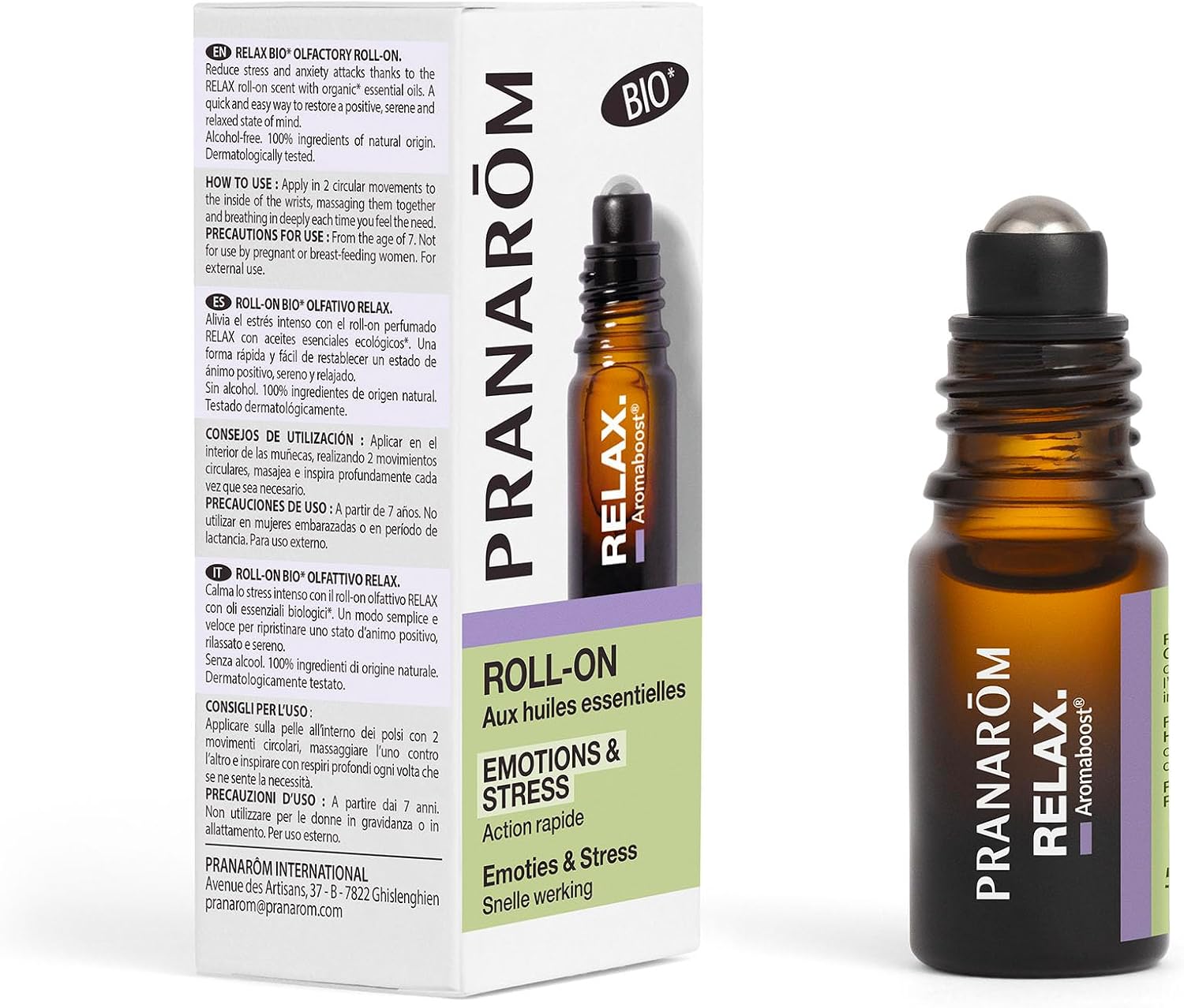 Detalle de PRANAROM Aromaboost Relax Bio 🌿 - Roll-On Antiestrés 5ml